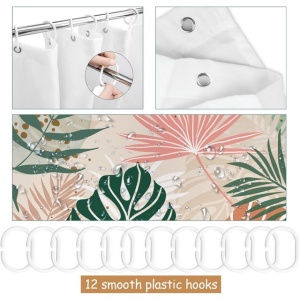 Perdea de dus stil boho 180 x 180 cm cu 12 cârlige - Img 4