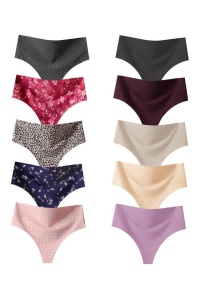 Set 10 tanga pentru femei cu talie înaltă, fără cusături, BeReady, XL