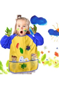 Set 2 sorturi pentru pictură pentru scoală, impermeabile cu mâneci lungi, 3 buzunare, 7 ani - Img 6