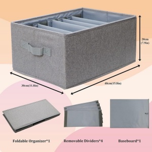 Set de 2 cutii organizatoare, pliabile, stivuibile, 4 separatoare detasabile reglabile - Img 7