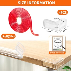 Set protectie transparenta pentru colturi, din silicon, 4 colturi si 3m banda silicon, autoadeziva - Img 4