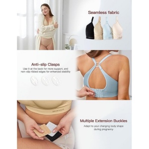 Sutiene de maternitate, 3 bucati, gravide, fara cusaturi HOFISH pentru femei – Mediu - Img 3