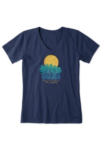 Tricou Life is Good, dama, cu mesaj, bleumarin, S