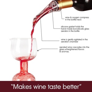 Aerator / decantor de vin din sticlă de cristal 670 ml, 100% suflat manual - Img 3