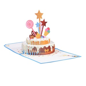 Felicitare de aniversare 3D Pop Up, cu plic, albastru - Img 1