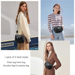 Geantă pentru femei tip crossbody neagră, cu floare, curea lata - Img 7