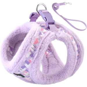 Ham si lesă iarna pentru câini cu căptuseală din fleece pentru plimbări, dresaj pentru câini de talie medie, roz, M - Img 3