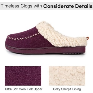 Papuci stil botine slip-on, femei, calde, din tricot, confortabile din imitatie piele intoarsa, spuma memorie, mov inchis, 38-39 - Img 5