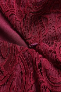 Rochie de ocazie, din dantelă model de epocă cu decolteu în V, Bordeaux, M - Img 3