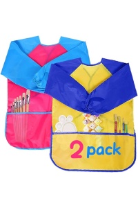 Set 2 sorturi pentru pictură pentru scoală, impermeabile cu mâneci lungi, 3 buzunare, 7 ani - Img 7
