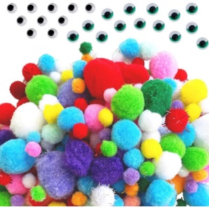 Set 2100 de bucăți multicolore pentru bricolaj, pompoane, ochi googly, EpiqueOne - Img 1
