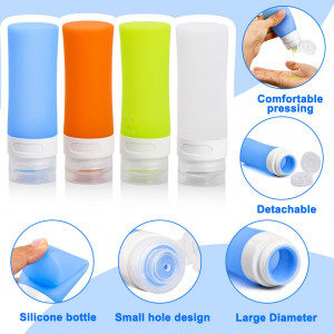 Set 4 bidoane din silicon, 60 ml, reîncărcabile pentru șampoane, loțiuni și articole de toaletă - Img 3