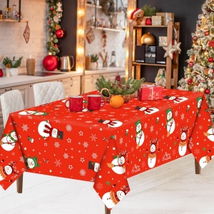 Fată de masă Crăciun, 274x137 cm, Material PVC premium, impermeabilă, de unică folosinta