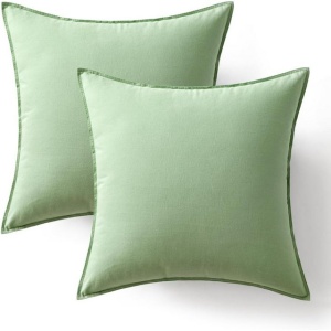 Fete de pernă decorative 40x40 cm, set 2 buc, poliester, verde deschis - Img 1