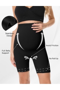 Lenjerie modelatoare gravide, pantalon scurt, fara cusaturi, cu talie înalta si suport pentru abdomen, Negru, S - Img 3