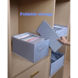 Organizatoare de garderobă 6 buc, 34x17x12cm, 7 compartimente, gri - Img 4
