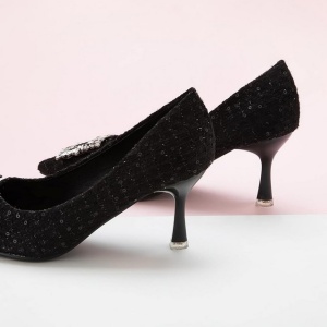 Pantofi dama cu toc stiletto, C.Paravano, catarama cristale, negru, 38 - Img 4