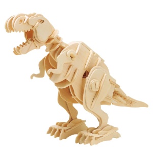 Puzzle 3D din lemn 85 piese, T-Rex, 31 cm, interactiv, varsta 12+