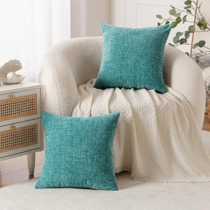Set 2 fete de perne decorative, textil, pentru canapea, 50 x 50 cm, Albastru Gri - Img 2