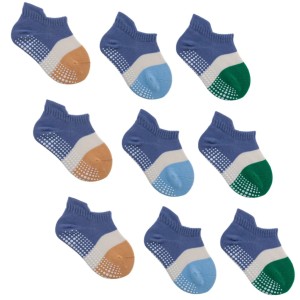 Set 9 perechi sosete anti-alunecare pentru copii mici 0-6 luni, albastru