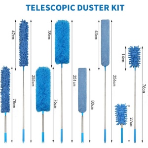 Set curatenie 6 piese microfibra, maner retractabil din otel inoxidabil - Img 4