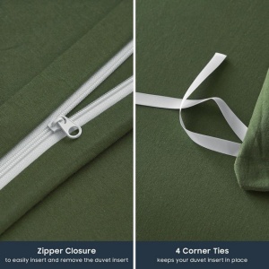 Set lenjerie de pat, husa de pilota din bumbac Oeko-Tex 240 x 260 cm cu 2 fete de perna 65x65cm – Verde închis - Img 2