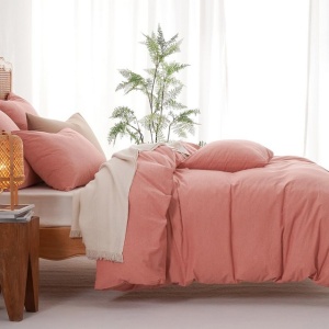 Set lenjerie de pat, husa de pilota din bumbac Oeko-Tex 240 x 260 cm cu 2 fete de perna 65x65cm–Roz antic - Img 6