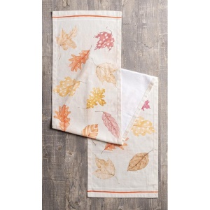 Traversa de masă cu diverse frunze, crem 50cm x 150cm - Img 8