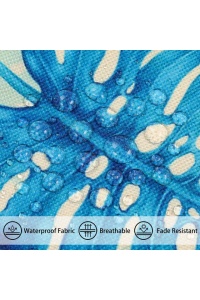 Fețe de pernă decorative 45x45 cm, set 2 buc, frunze albastre, impermeabile, - Img 2