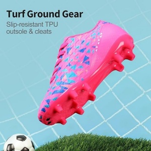 Ghete de fotbal pentru copii, fucsia -albastru regal, 38EU - Img 3