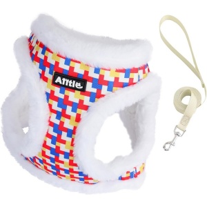 Ham si lesă iarna pentru câini cu căptuseală din fleece pentru plimbări, dresaj pentru câini de talie medie, alb, M - Img 1