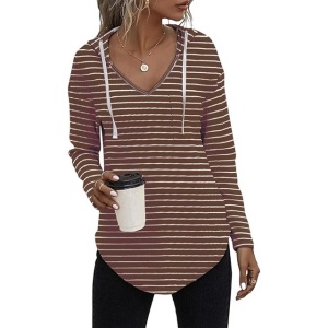 Hanorac cu gluga pentru femei, casual, fitness, mâneca lunga – Cafea M