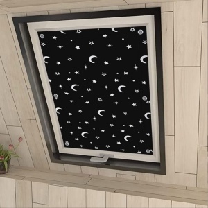 Jaluzea 100% opac, fără găurire, protectie solară, cu ventuze pentru ferestre Velux, tip stele lunare, 48x73 cm pentru F04/204