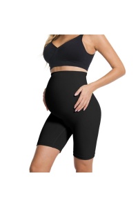 Lenjerie modelatoare gravide, pantalon scurt, fara cusaturi, cu talie înalta si suport pentru abdomen, Negru, M - Img 5