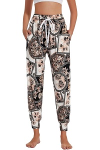 Pantaloni damă tip Harem, Lejeri, Talie Elastică cu Șnur, Buzunare, Poliester, Yoga & Casual, S - Img 4