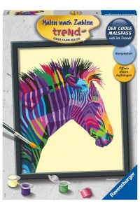 Pictură cu numere, Zebră colorată, Ravensburger 28988, acuarele acrilice, 24x30cm, pentru copii de la 12+ - Img 3