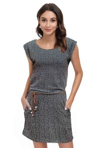 Rochie casual cu mânecă scurtă, cu imprimeu minimal, Elfin, S - Img 3