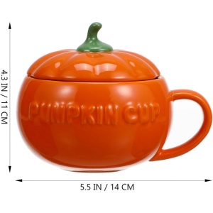 Set 2 boluri model dovleac Halloween, cu capac, 300 ml, ceramică - Img 4