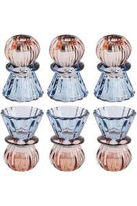 Set 6 suporturi pentru lumânări, din sticla, culoare gradient, înălțime de 9 cm - Img 1