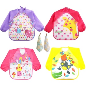 Set de 4 bavete cu maneca lunga, animalute si 2 prosoape - Img 1