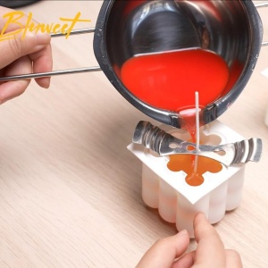 Set pentru fabricarea lumanarilor cu 6 forme silicon, 50 bucăti fitiluri, 2 suporturi pentru fitil, oala dubla pentru topire - Img 5