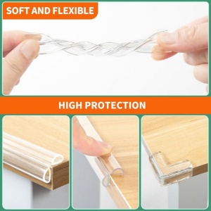 Set protectie transparenta pentru colturi, din silicon, 4 colturi si 3m banda silicon, autoadeziva - Img 7