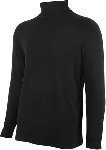 Bluză barbati cu manecă lungă, Slim Fit, Guler Înalt, Negru, XL