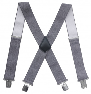 Bretele pentru bărbați Chalier, 50 mm, cu spate în formă de X, elastică, reglabilă, cu cleme, mărime unică, gri