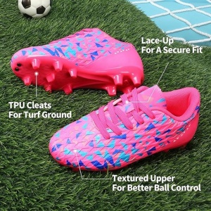 Ghete de fotbal pentru copii, fucsia -albastru regal, 38EU - Img 4