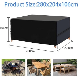 Husa pentru mobilier de grădină, din material Oxford 420D, impermeabilă, rezistentă la UV, 280x204x106CM - negru