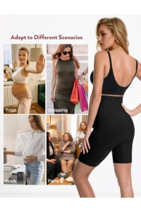 Lenjerie modelatoare gravide, pantalon scurt, fara cusaturi, cu talie înalta si suport pentru abdomen, Negru, M - Img 2
