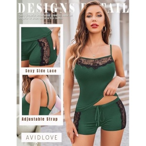 Lenjerie sexy, maiou din dantela si pantaloni scurti – Verde XXL - Img 5
