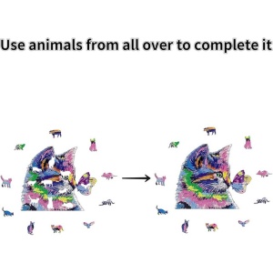 Puzzle cu animale, farma pisica, 200 piese, adulti si copii - Img 4