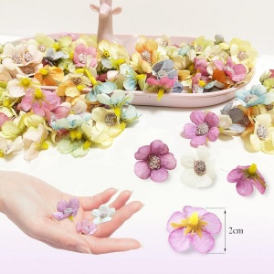 Set 200 bucăti capete flori artificiale, margarete din mătase, pentru decor, nunta, petrecere artizanat - Img 2
